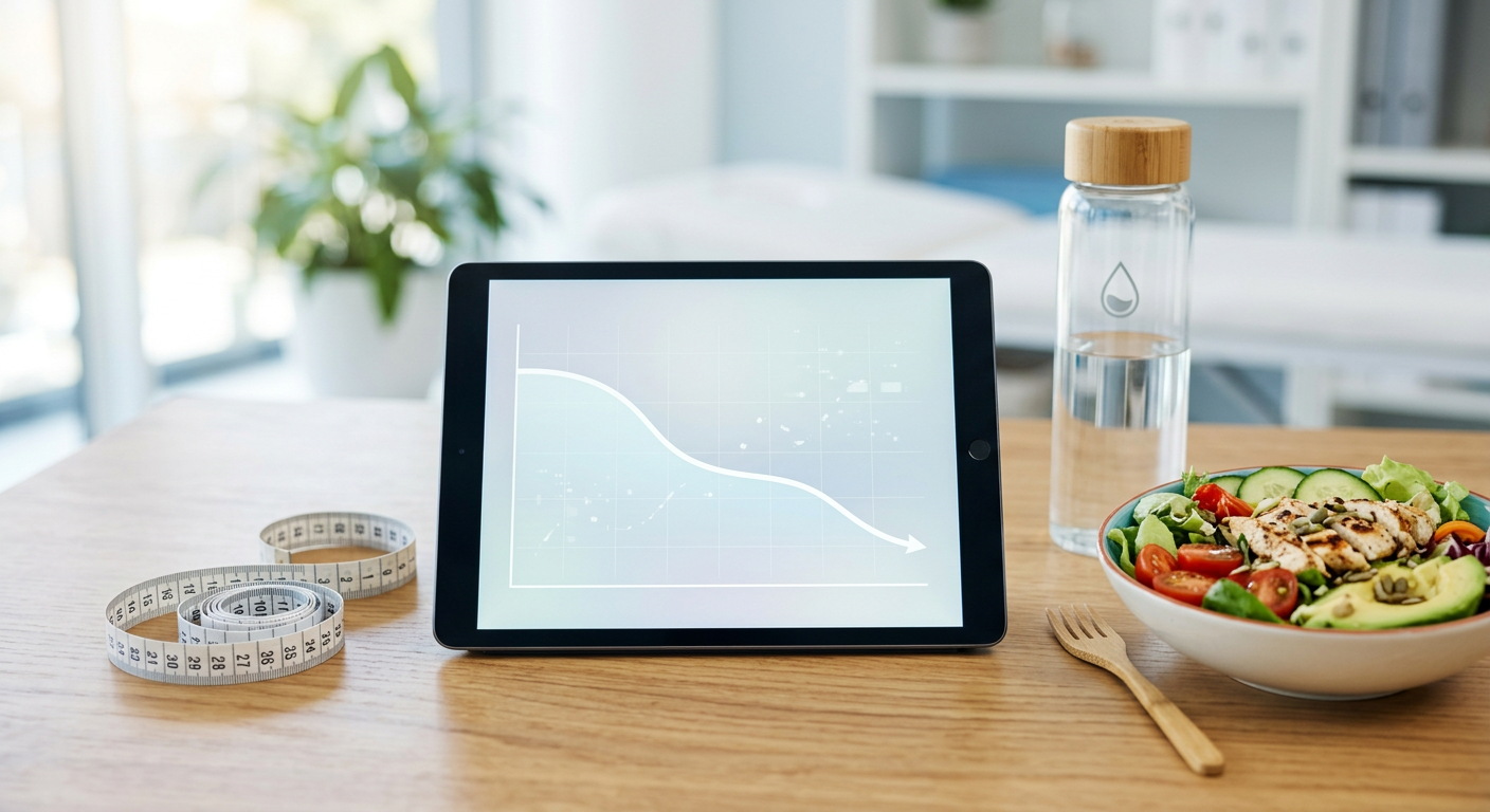 Grafiek met gewichtsverlies resultaten van GLP-1 injecties over twaalf maanden