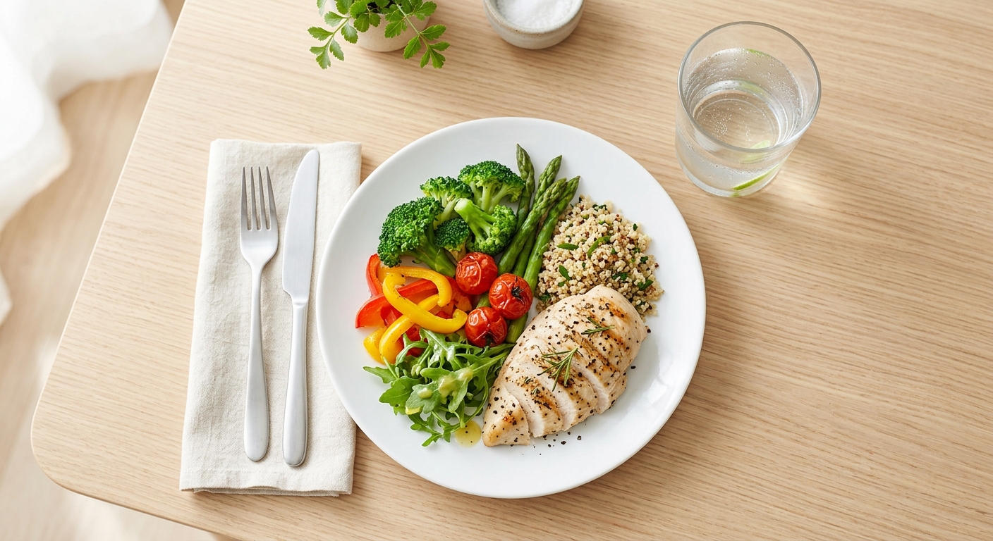 Gezonde maaltijd met kleine porties als tip tegen Mounjaro maagklachten