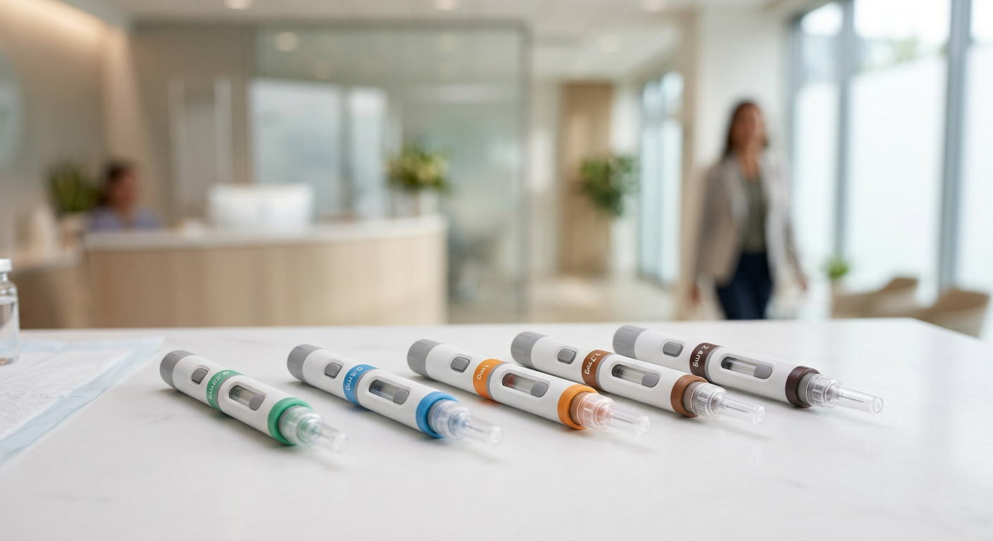 Opbouwschema van Wegovy dosering over vijf stappen van 0,25 mg tot 2,4 mg