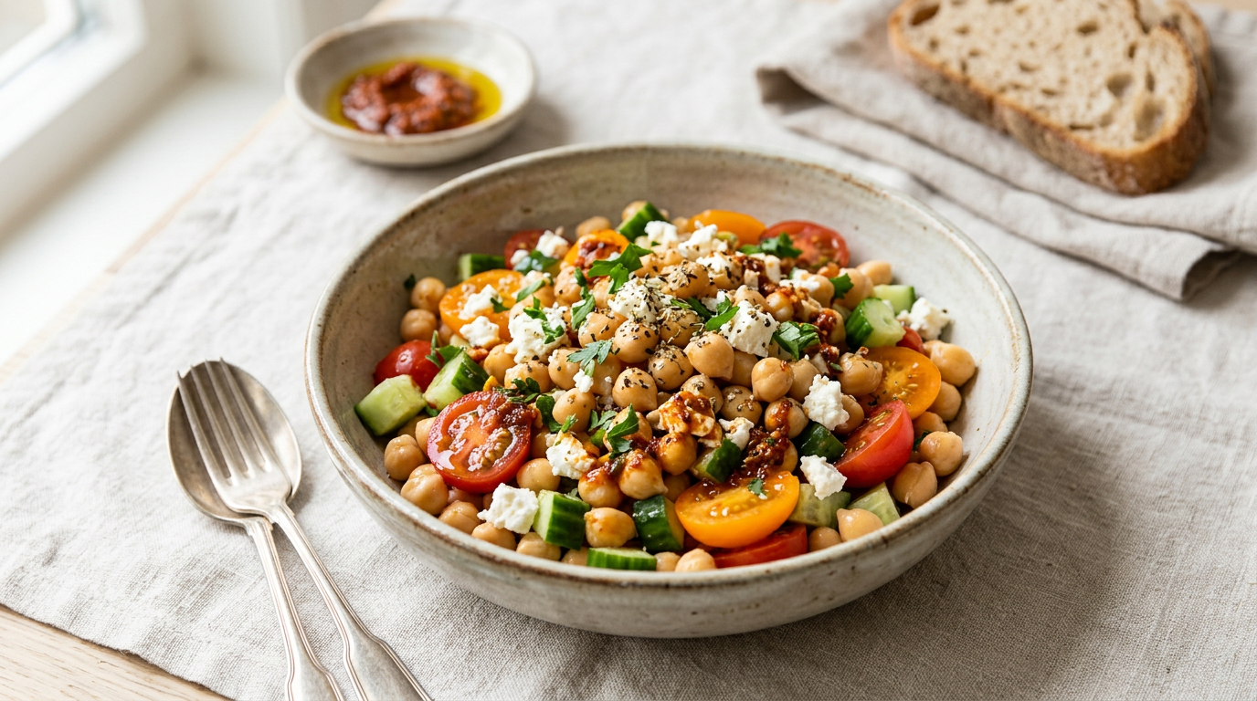 Harissa-kikkererwtensalade met feta