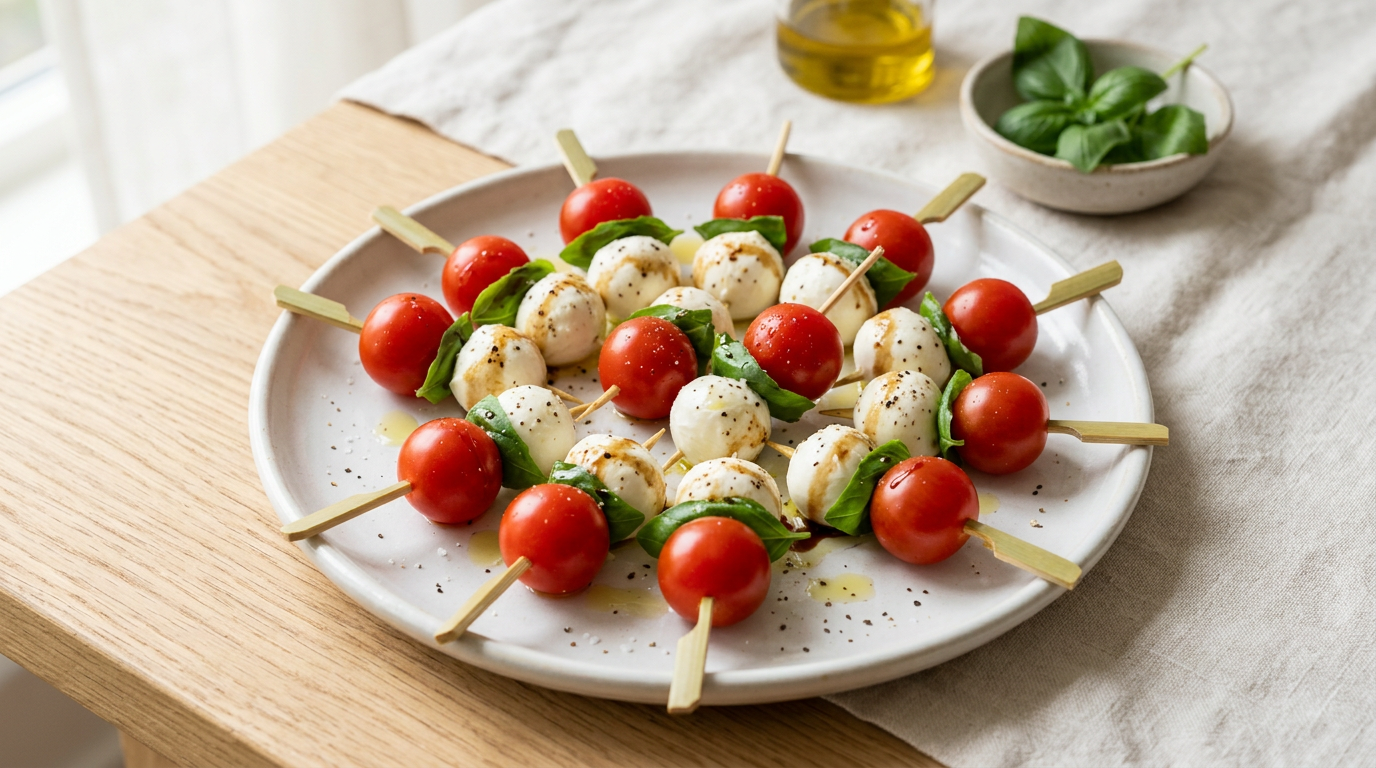 Caprese-spiesjes met buffelmozzarella