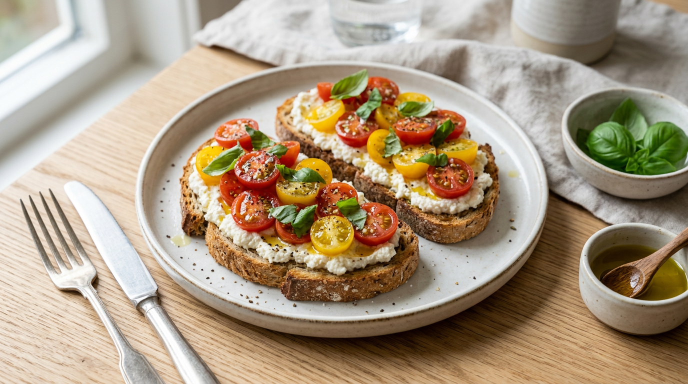 Mediterrane ricotta-tomaat toast