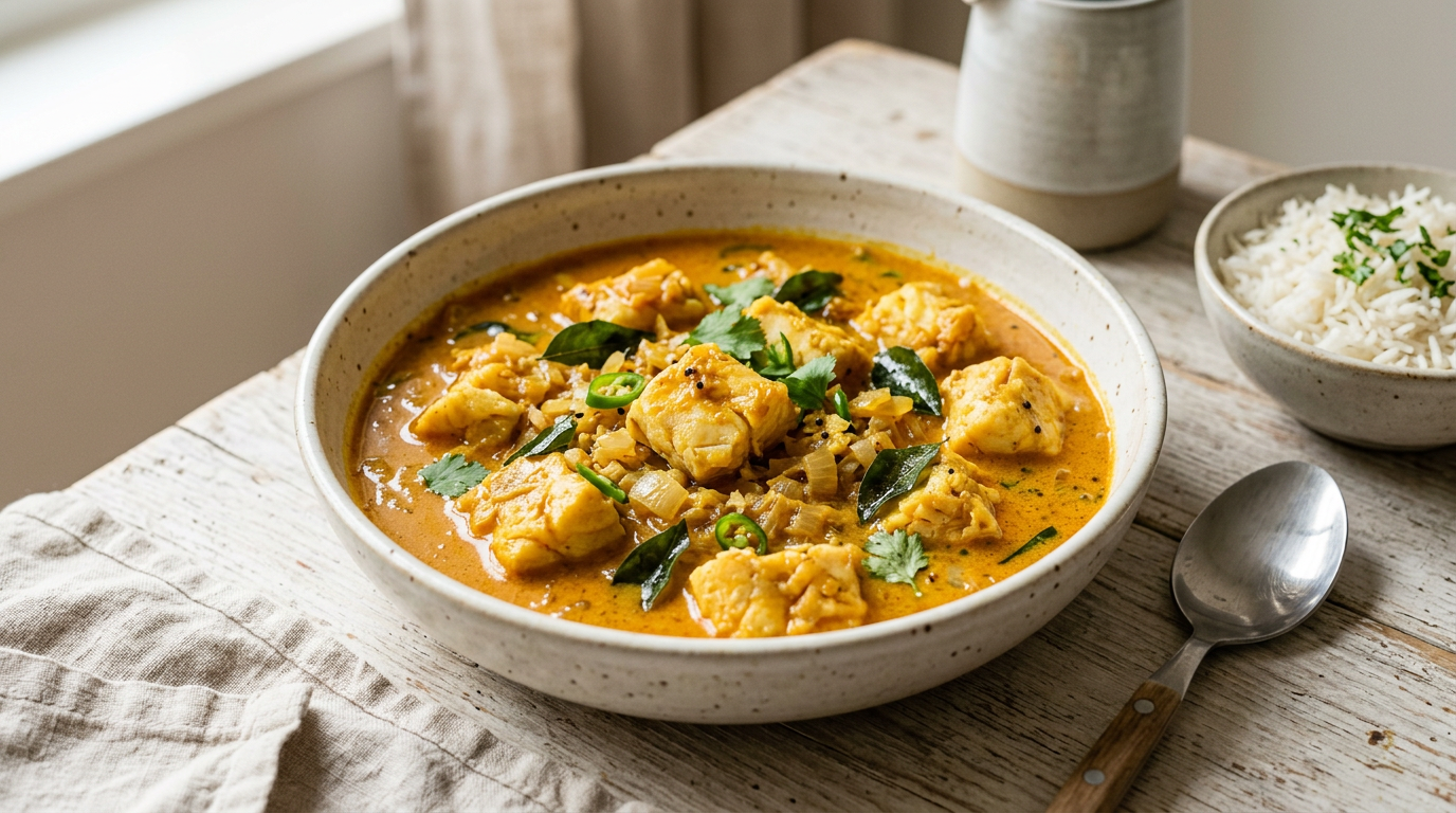 Zuid-Indiase viscurry met kabeljauw