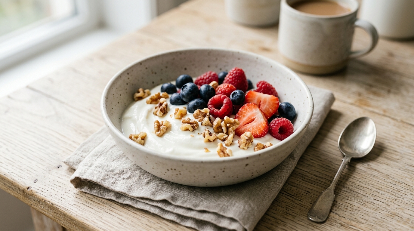 Griekse yoghurt met bessen en noten