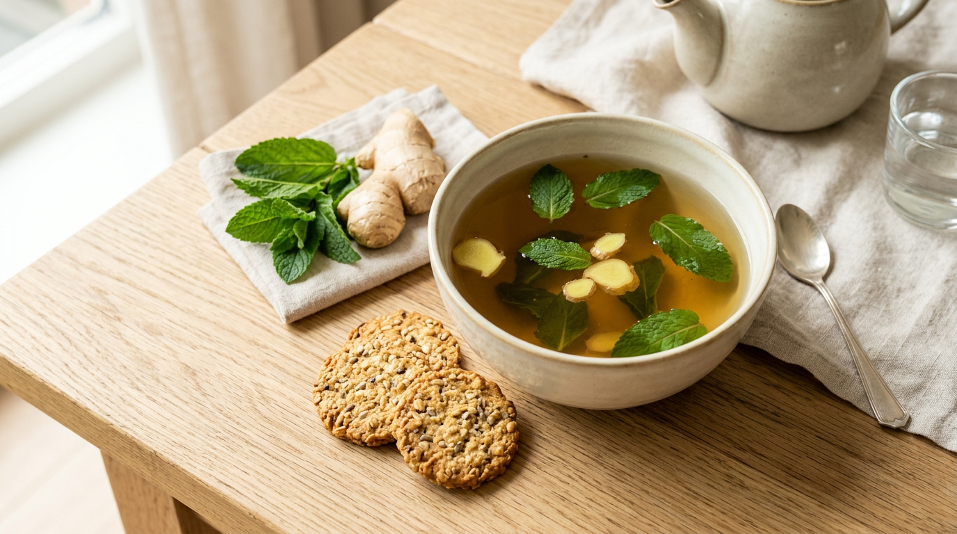 Gember-muntthee met crackers