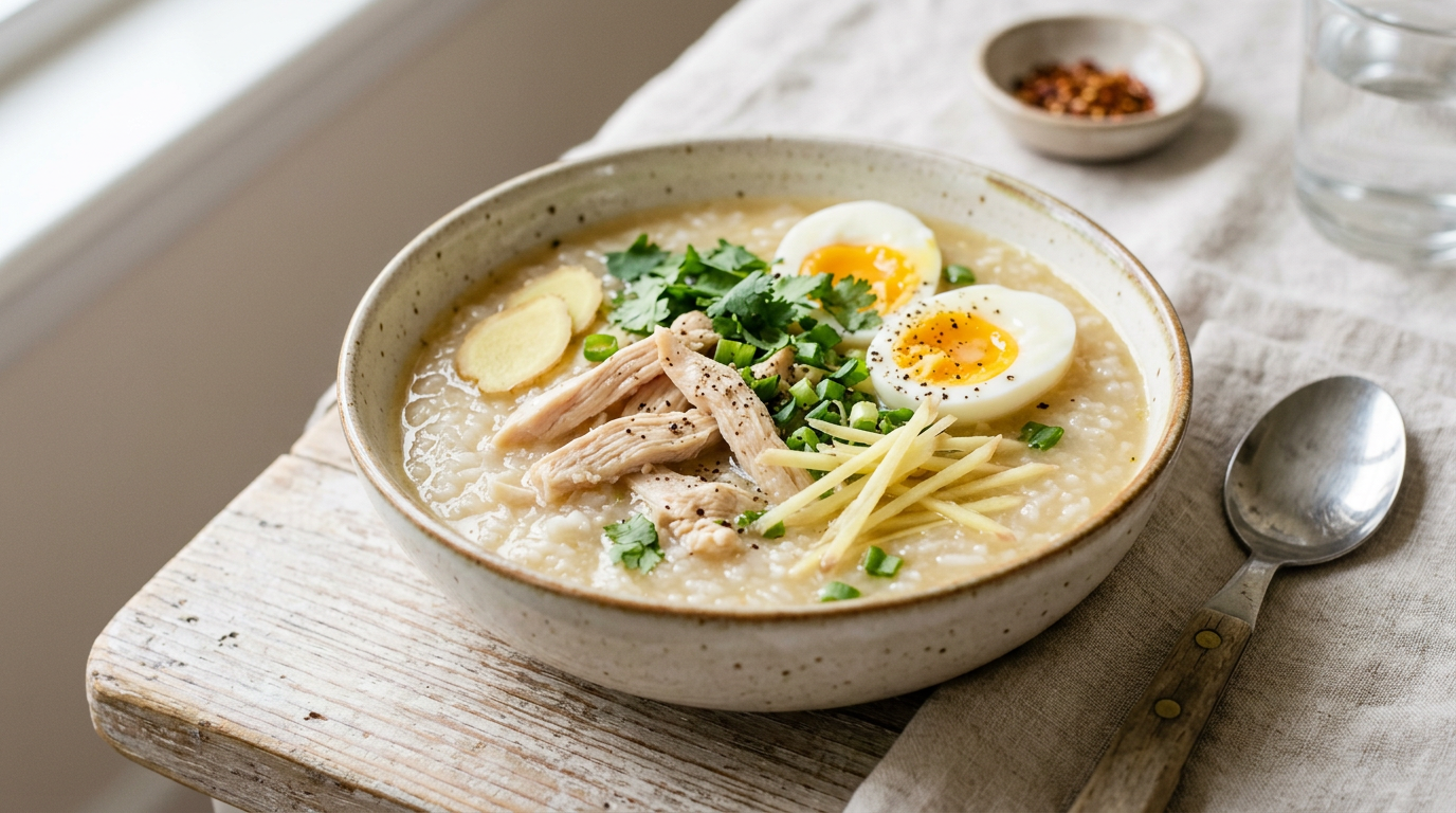 Vietnamese congee met gember en ei