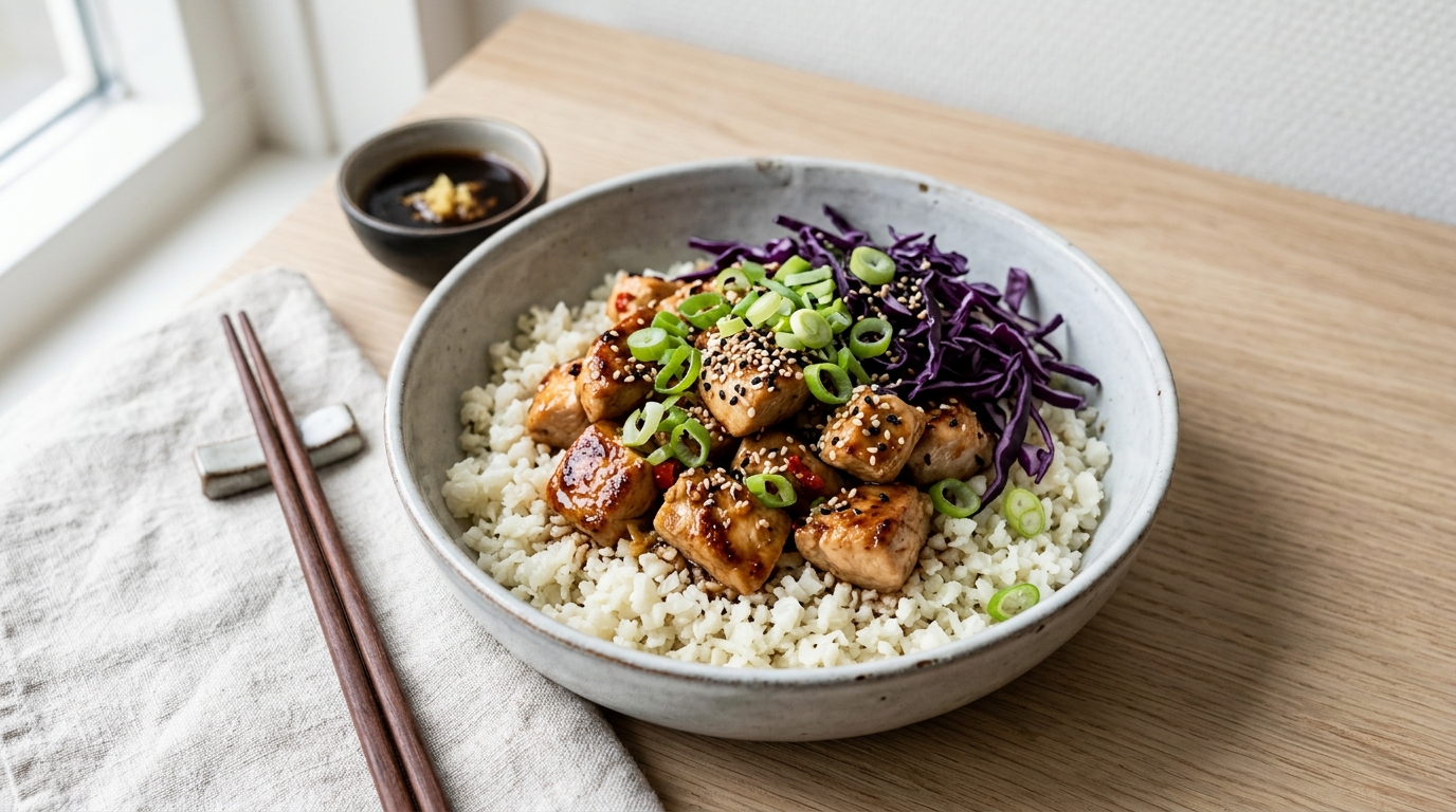 Kip teriyaki met bloemkoolrijst