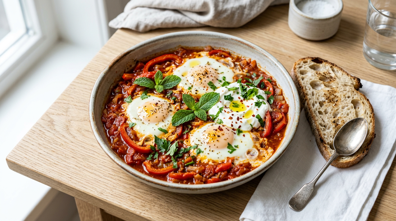 Shakshuka met labneh en munt