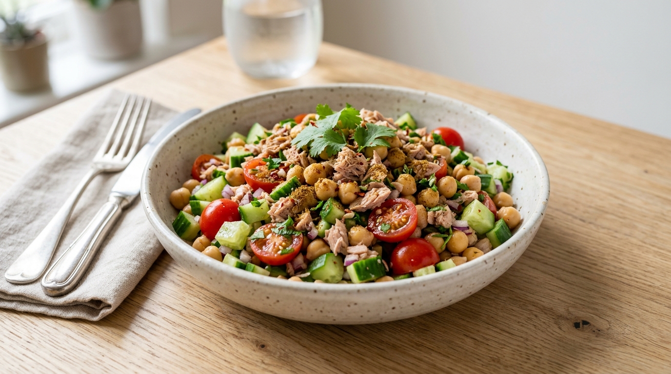 Marokkaanse kikkererwtensalade met tonijn